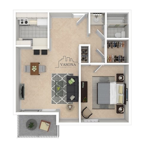 A floor plan of a Vasona Management apartment.